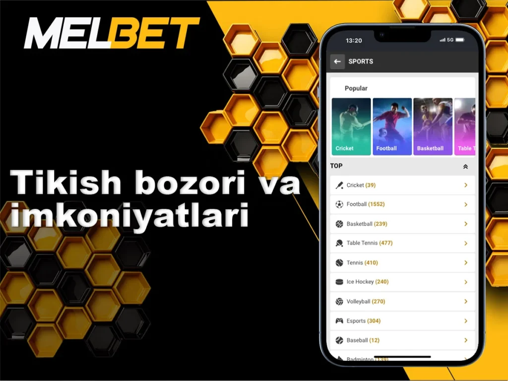 Barcha mavjud tikish bozorlari va ko'plab sport turlari bo'yicha variantlar