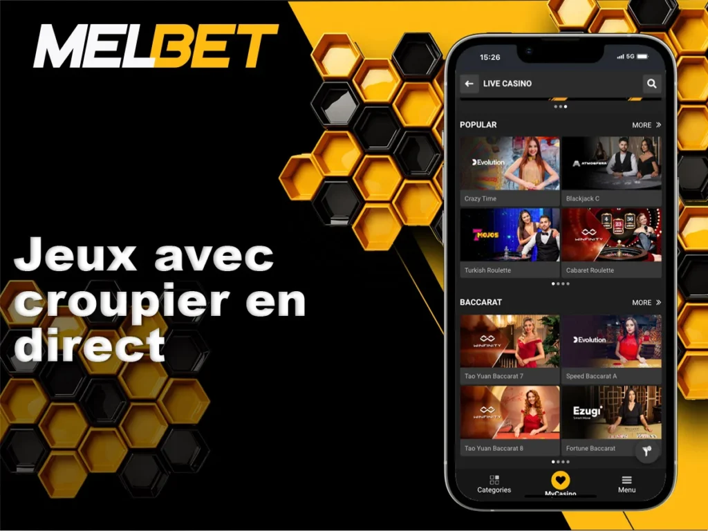 Jeux avec croupier en direct