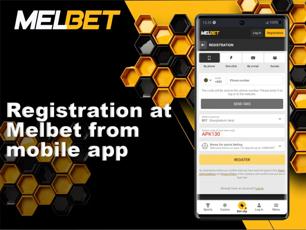 Register to Melbet via mobile application