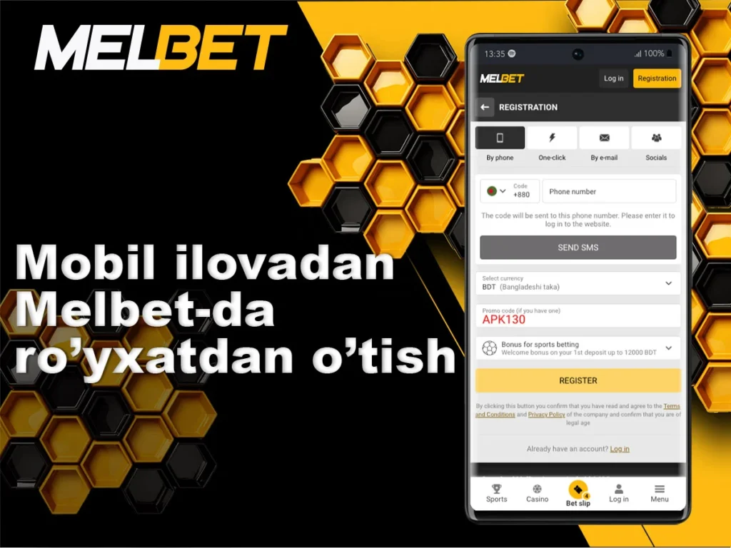Mobil ilova orqali Melbet-da ro'yxatdan o'ting